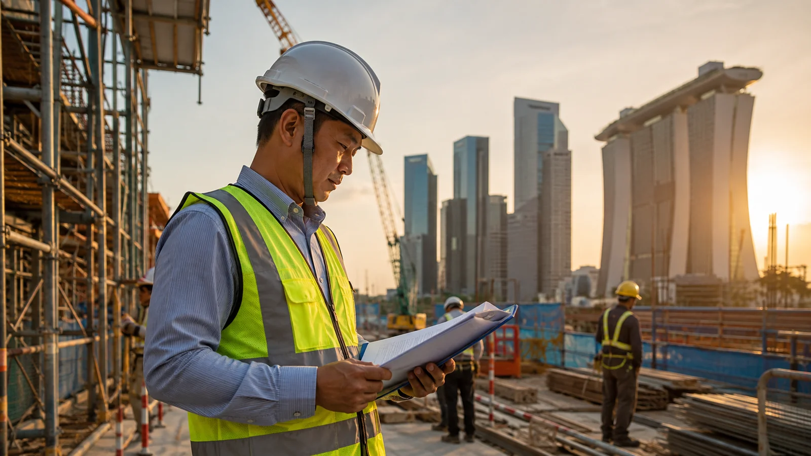 Safety and management-system consultant reviewing operations on site